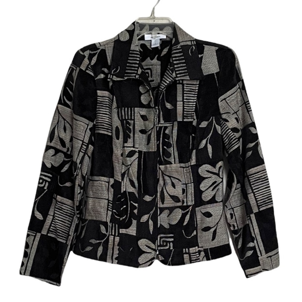 Dress Barn Jacquard Patchwork Zip Front Jacket - image 1